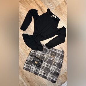 LOFT set: blouse size s, skirt size 4, plus the handbag.